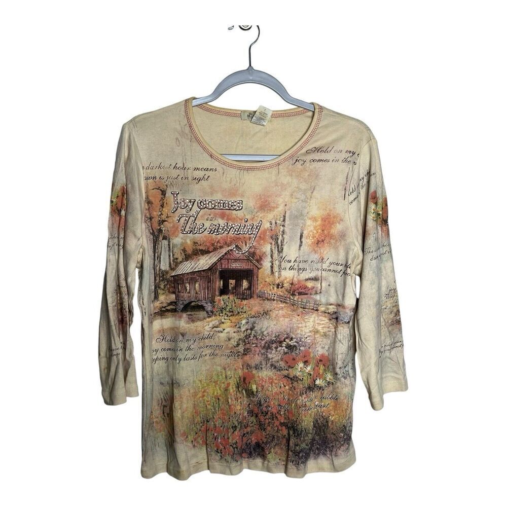 Bill Gaither‎ Collection Top Womens Large Vintage 90s Y2K Graphic Shirt Farm